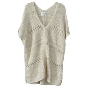 Sita Murt Sweater Sz 42 M Cream Ivory Open Eyelash Knit V Neck Vest Pullover